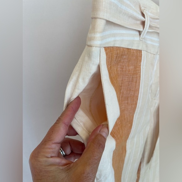 Anthropologie Ettiawa linen wide leg orange and white pants NWOT size 2 - Picture 5 of 9